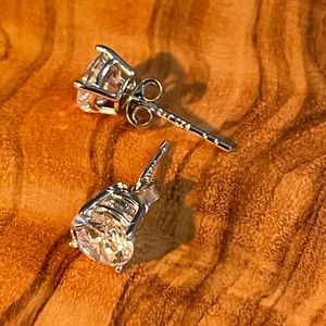 6mm Faceted White Cubic Zirconia Stud Earrings in Sterling Silver